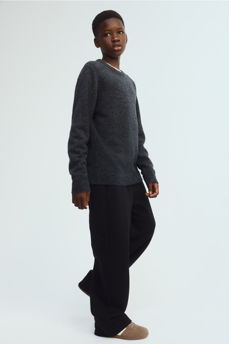 Wide-leg Brushed-inside Joggers, Alternate, color, Black