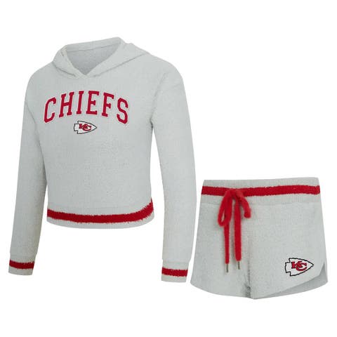 Women's Concepts Sport  Gray Kansas City Chiefs Whitley Long Sleeve Hoodie Top & Shorts Set