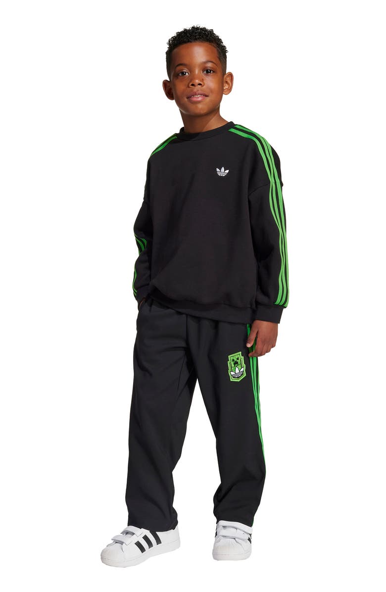 adidas Originals x Minecraft<sup>®</sup> Kids' Crewneck Sweatshirt & Pants Set, Main, color, 