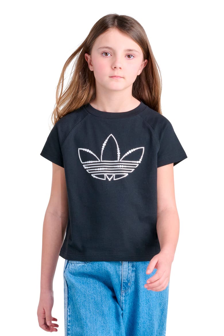 Kids' Trefoil Stud Graphic Tee, Alternate, color, BLACK