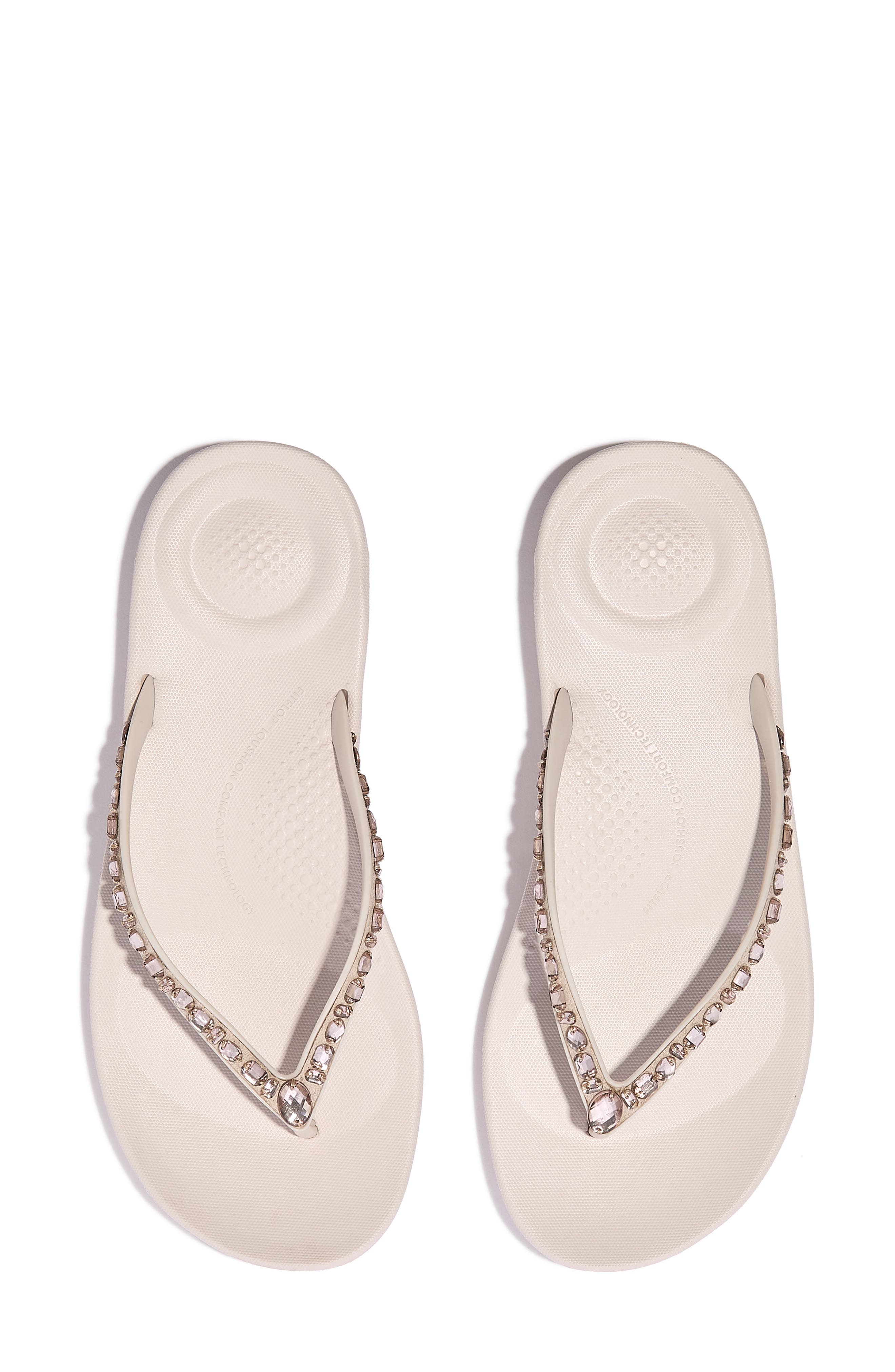 iQushion™ Crystal Strap Flip Flop, Alternate, color, BEIGE