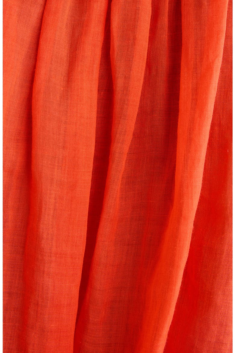 Long Sleeve Ramie Mousseline Split Neck Dress, Alternate, color, RED