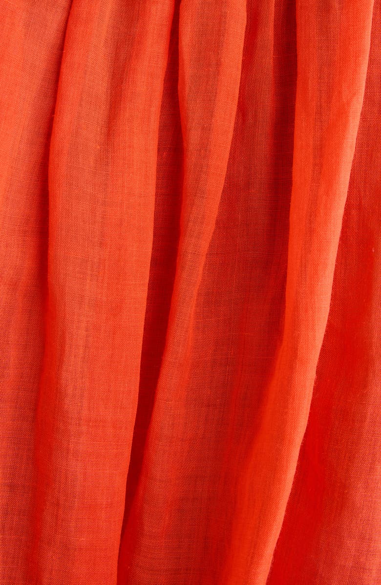 Dries Van Noten Long Sleeve Ramie Mousseline Split Neck Dress, Alternate, color, Red