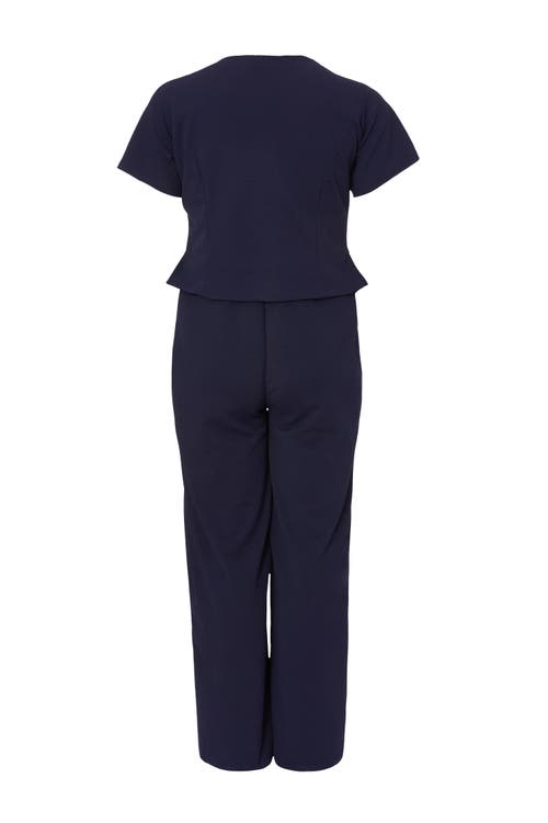 Quiz Plus Size Button Detail Palazzo Jumpsuit In Blue