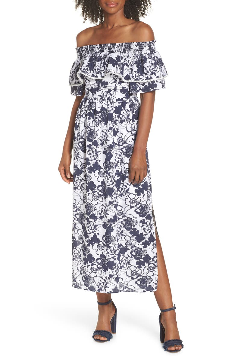 Chelsea28 Off the Shoulder Ruffle Maxi Dress, Main, color, 