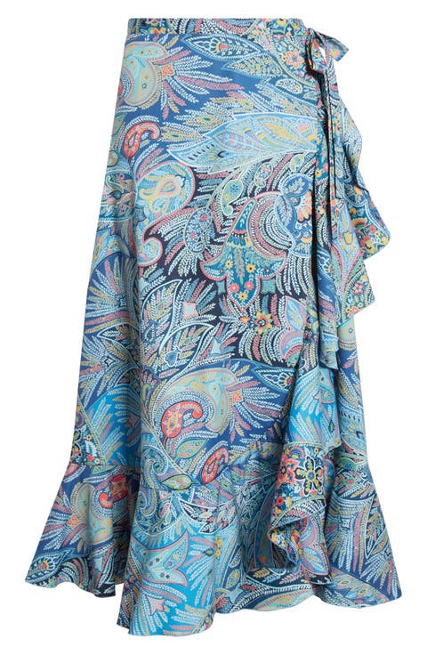 Paisley Print Wrap Skirt