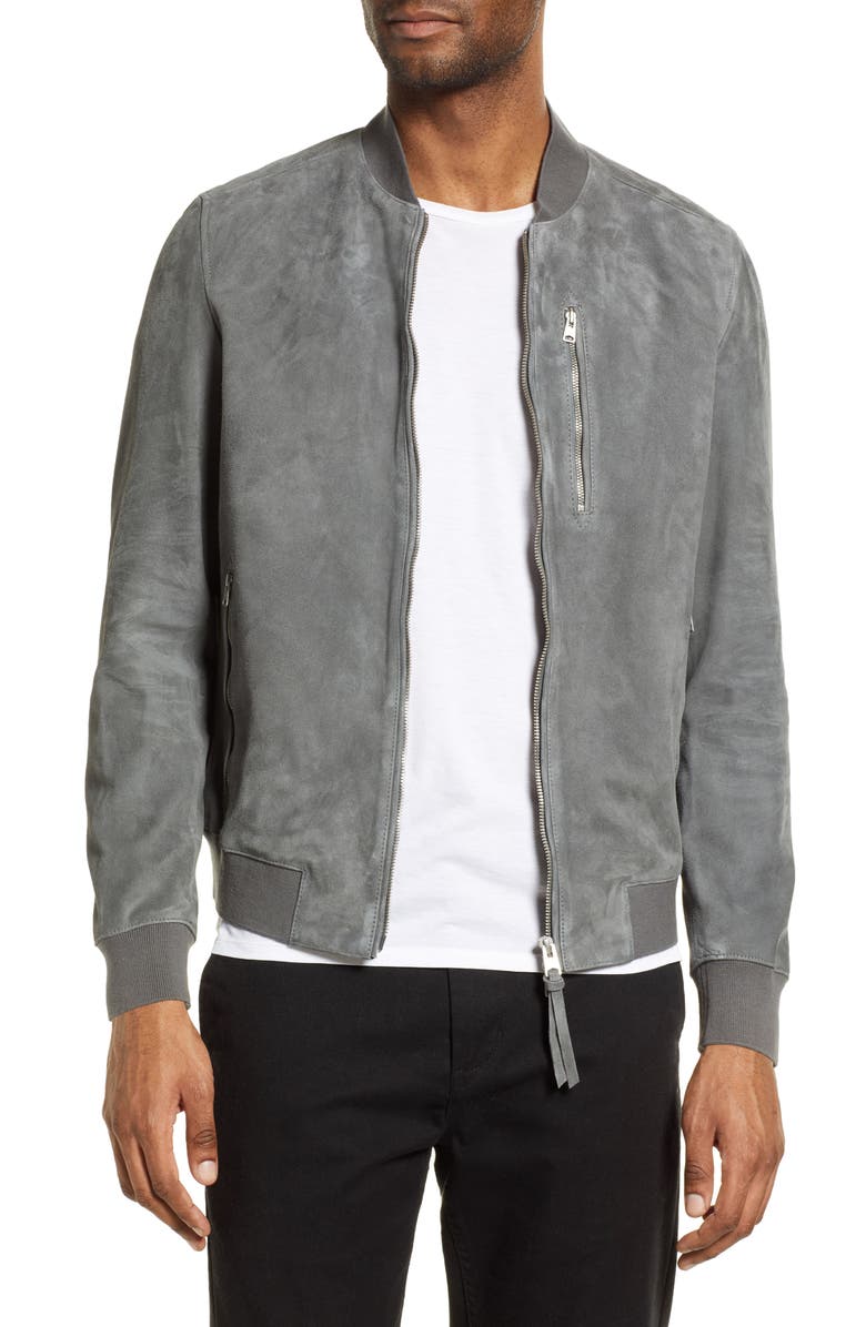 AllSaints Kemble Leather Bomber Jacket, Main, color, 