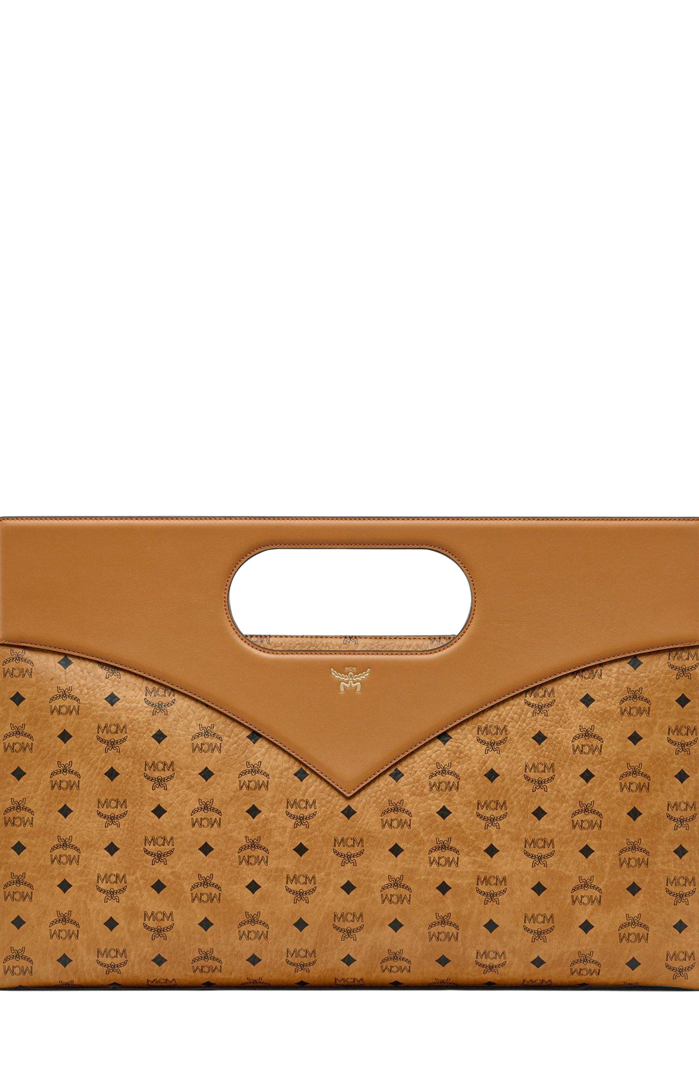 MCM Diamond Bag in Visetos Leather Mix, Main, color, Cognac