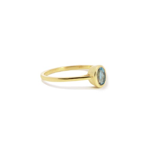 The Lovery Fine Jewelry Oval Blue Topaz Bezel Ring In Blue