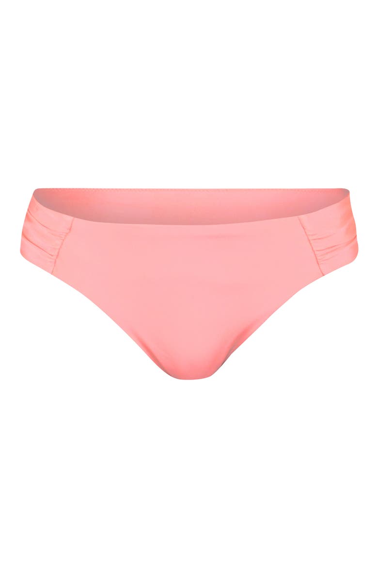 Solids Shirred Side Bikini Bottoms, Alternate, color, BLOSSOM
