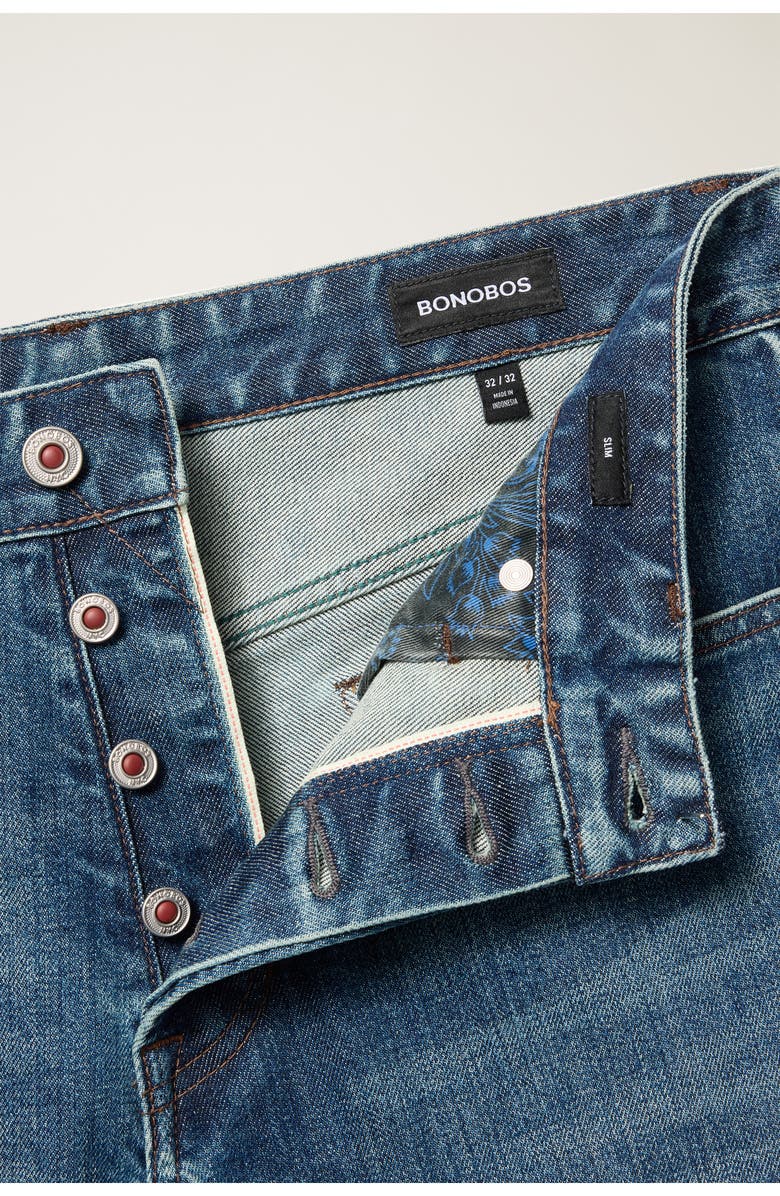 Bonobos Japanese Stretch Selvedge Slim Fit Jeans, Alternate, color, Medium Blue Wash