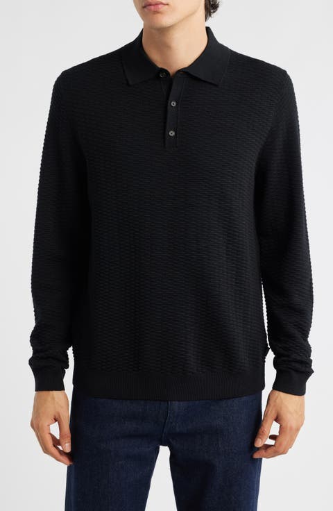 Diluigi Long Sleeve Virgin Wool Blend Polo Sweater