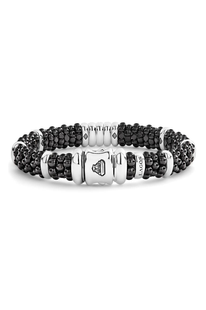 Black Caviar Diamond Link Bracelet, Alternate, color, BLACK