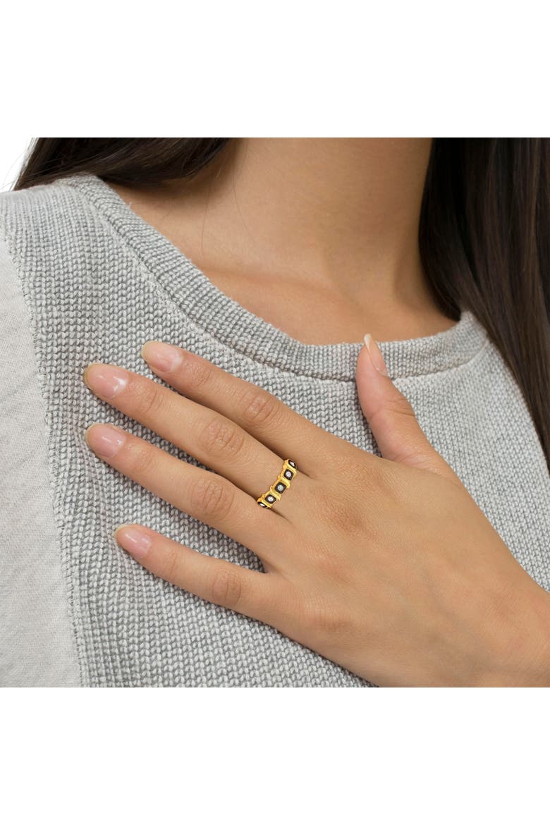 10K Yellow Gold Over Silver Miracle-Set 1/4 Cttw Diamond 5-Stone Ring Band, Alternate, color, Yellow Gold over Silver