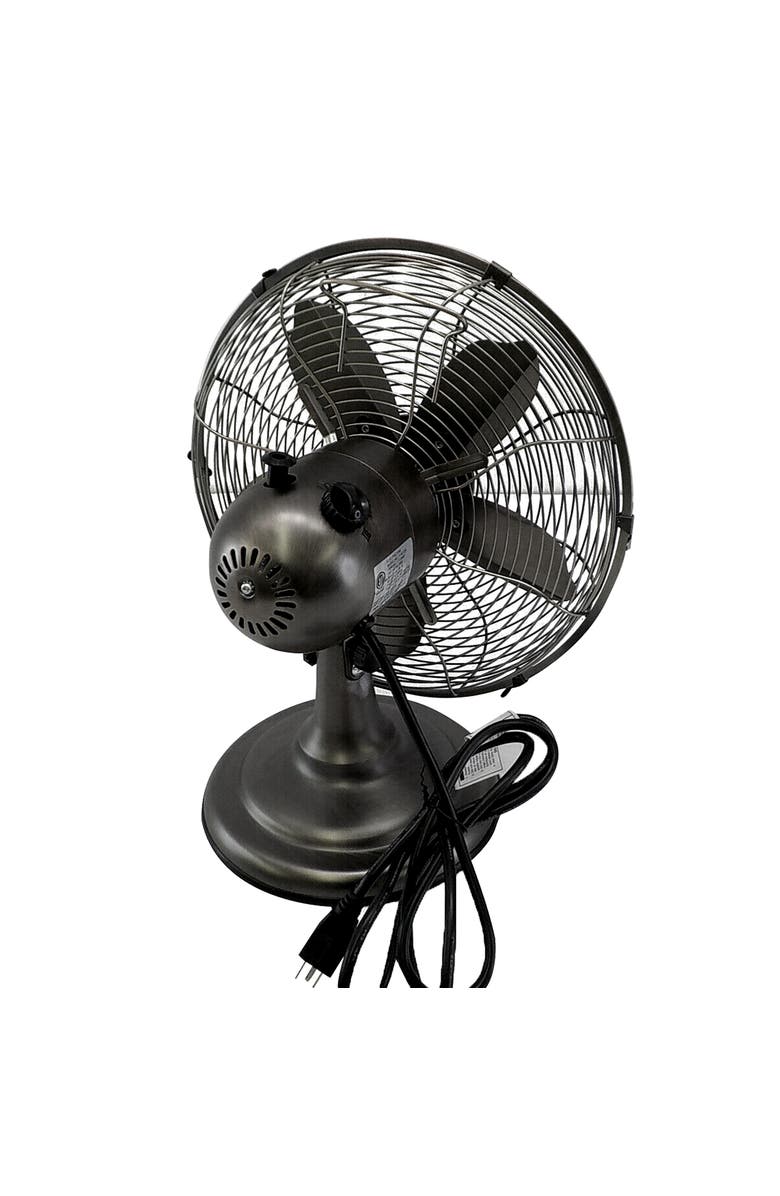 Optimus 12 Inch Retro Oscillating Table Fan with Oil Rubbed Bronze Finish, Alternate, color, Black