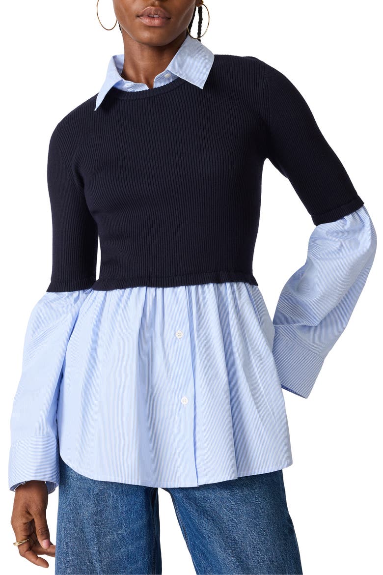 Lenny Mixed Media Sweater, Main, color, MIDNIGHT