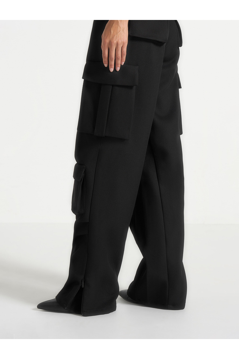 Emilie High Waisted Utility Cargo Pants, Alternate, color, Black