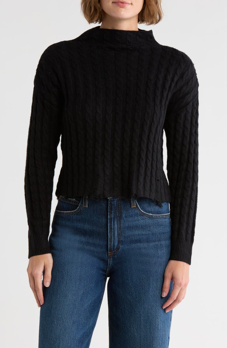 TRUTH Turtleneck Cable Knit Sweater, Main, color, Black