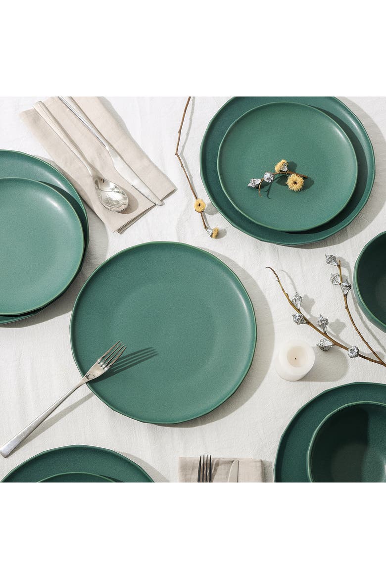 Rio Stoneware 4-Piece Dinner Plate Set, Alternate, color, Green