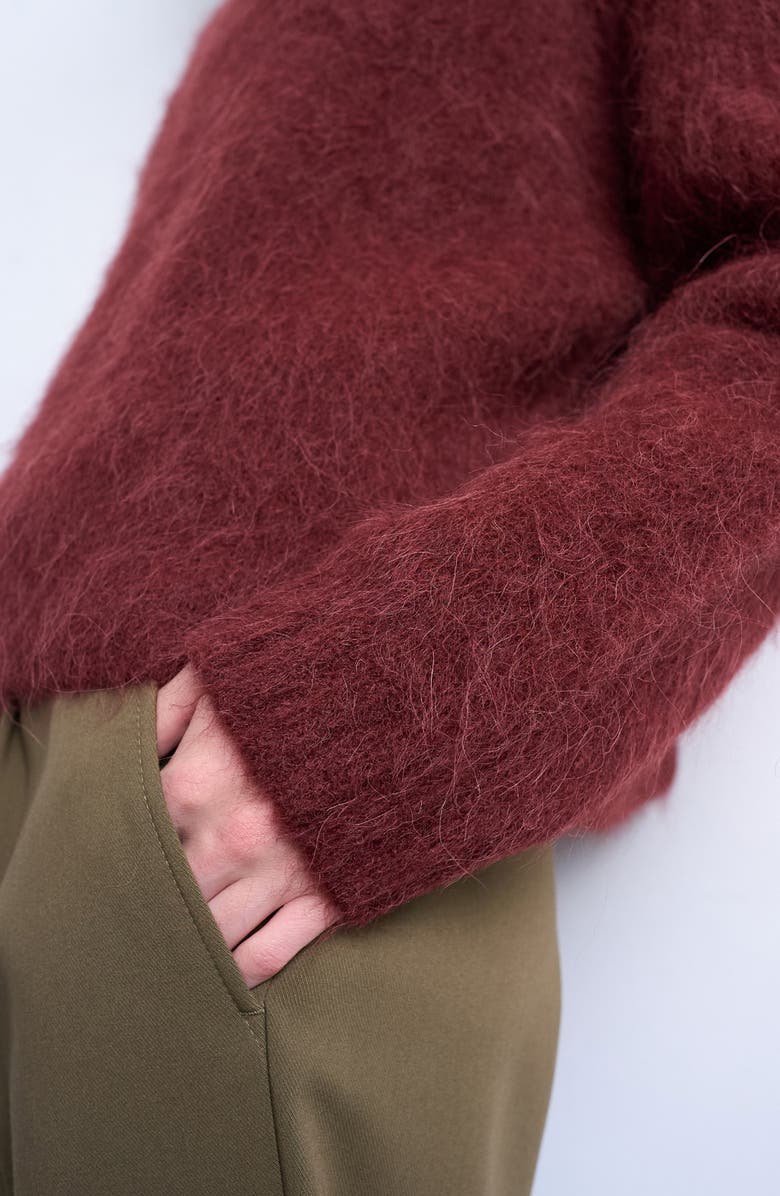 Topshop Alpaca Blend Boxy Sweater, Alternate, color, Burgundy