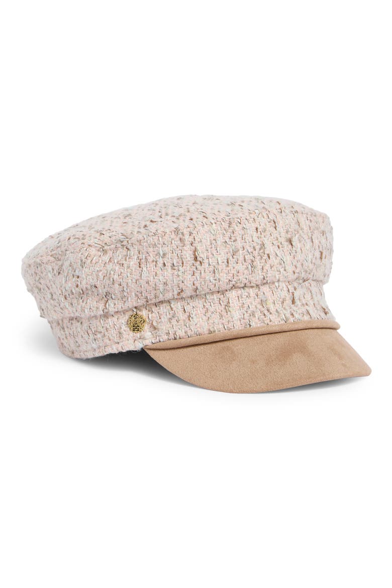 Bouclé & Faux Suede Conductor Hat, Main, color, BLUSH