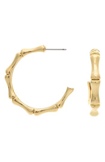 Rivka Friedman 18k Gold Clad Bamboo Shape Hoop Earrings In Gold