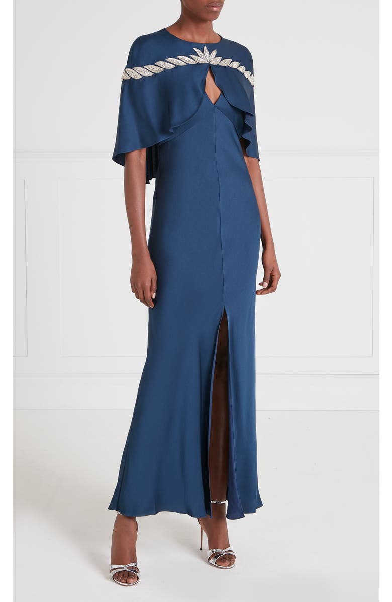Temperley London Vine Cape Gown, Main, color, Midnight