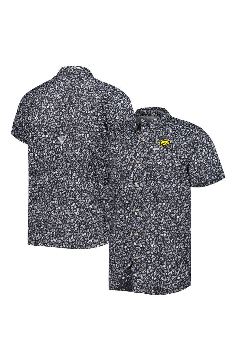Columbia Men's Columbia Black Iowa Hawkeyes Super Slack Tide Omni-Shade Team Button-Up Shirt, Main, color, 