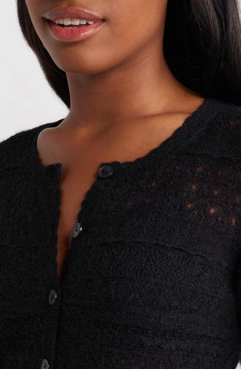 LoveShackFancy Norden Embroidered Lace Alpaca Blend Crop Cardigan, Alternate, color, 