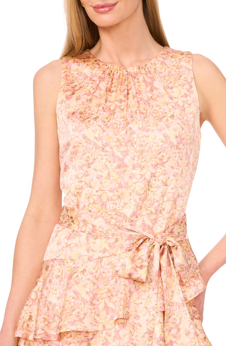 Halogen<sup>®</sup> Floral Sleeveless Tiered Dress, Alternate, color, Sugar Peach