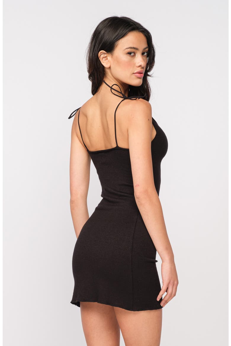 Shoulder Tie Strap Minidress, Alternate, color, BLACK