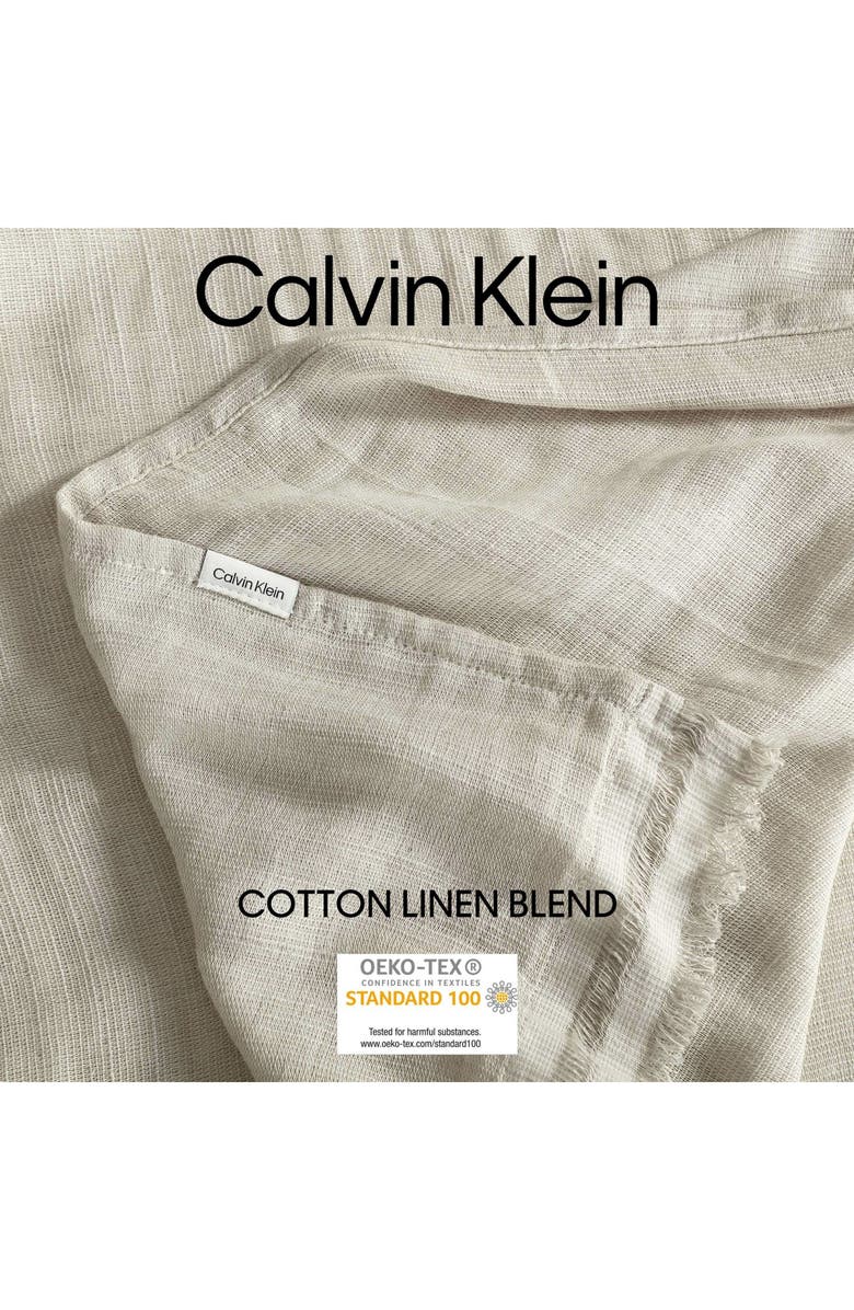 Calvin Klein Fine Weave Linen & Cotton Blend Throw Blanket, Alternate, color, Light Beige