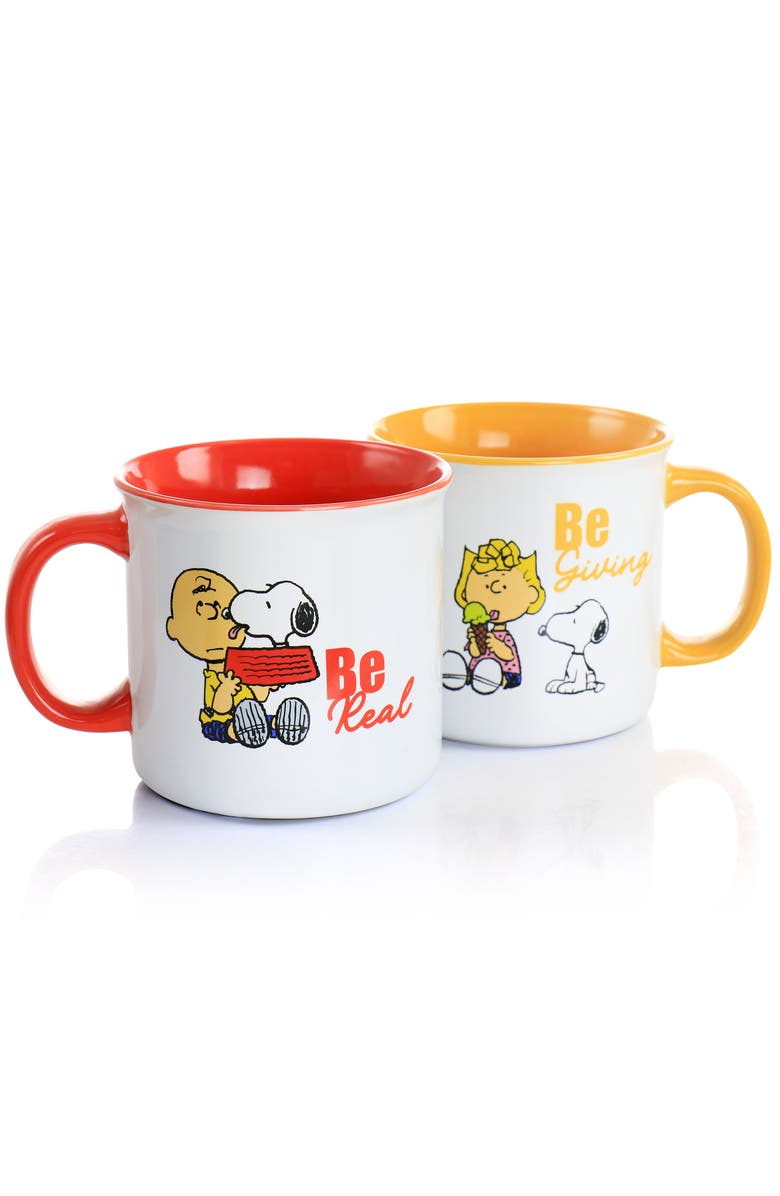 PEANUTS Gentle Reminders Stoneware 4 Piece 21oz Mug Set, Alternate, color, White