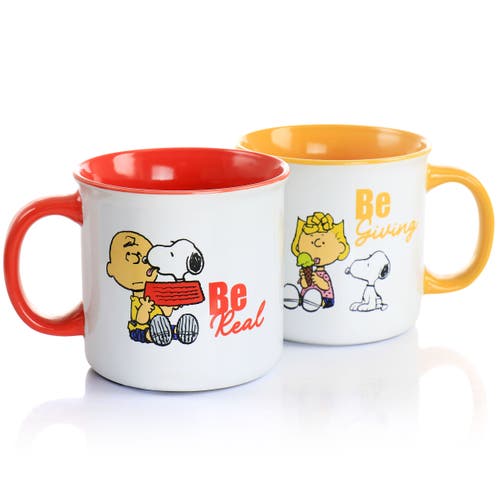 Peanuts Gentle Reminders Stoneware 4 Piece 21oz Mug Set In Multi