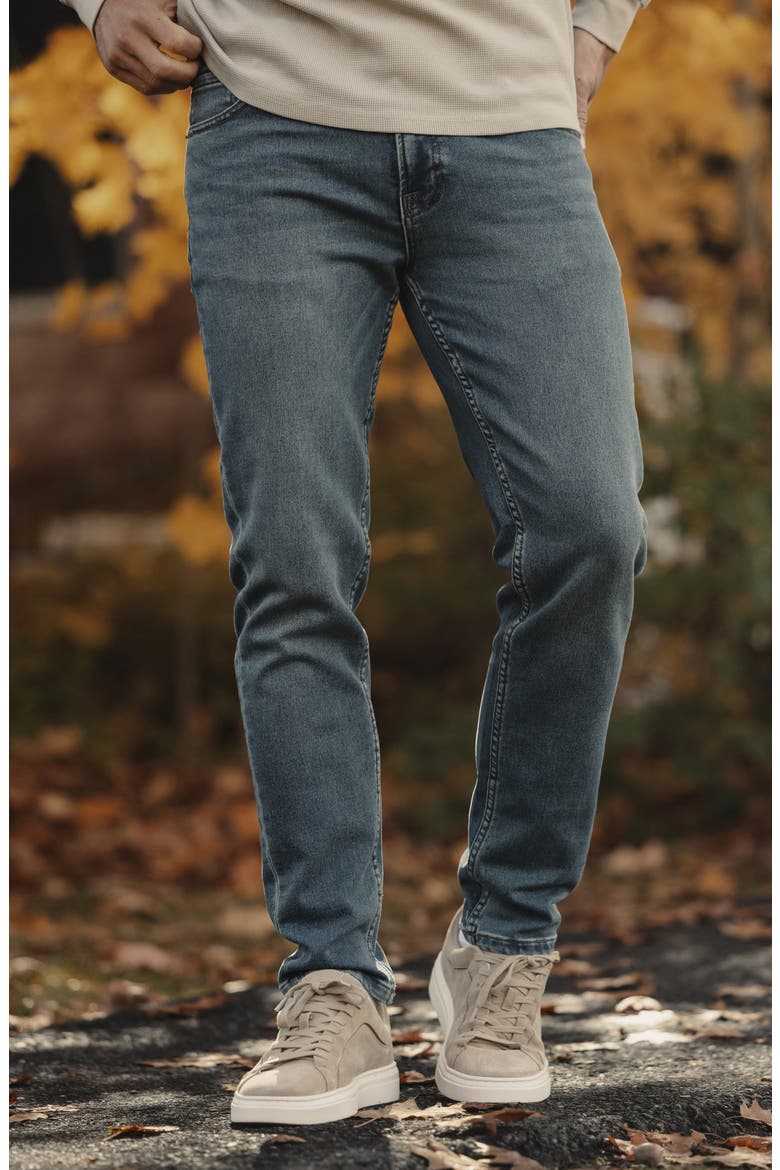 Comfort Terry Five-Pocket Jeans, Alternate, color, DARK WASH