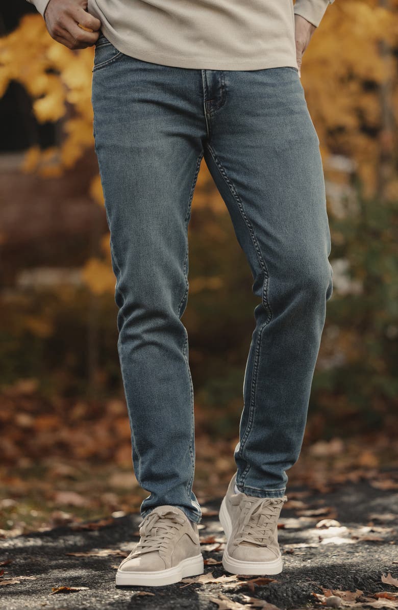 The Normal Brand Comfort Terry Five-Pocket Jeans, Alternate, color, Dark Wash