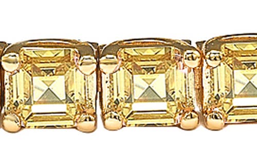 Suzy Levian Golden Sterling Silver Yellow Assher Cut Cubic Zirconia Tennis Bracelet