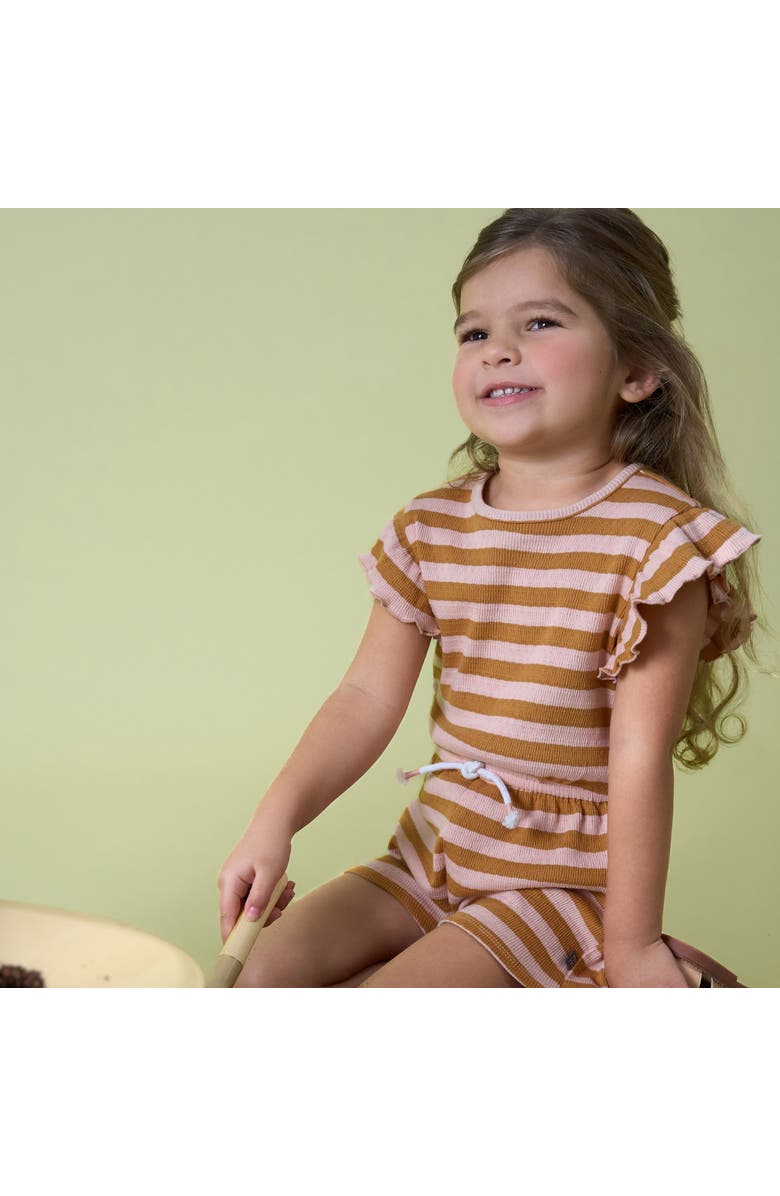 Modern Moments<sup>™</sup> by Gerber Flutter Sleeve Romper, Alternate, color, Rose Stripe