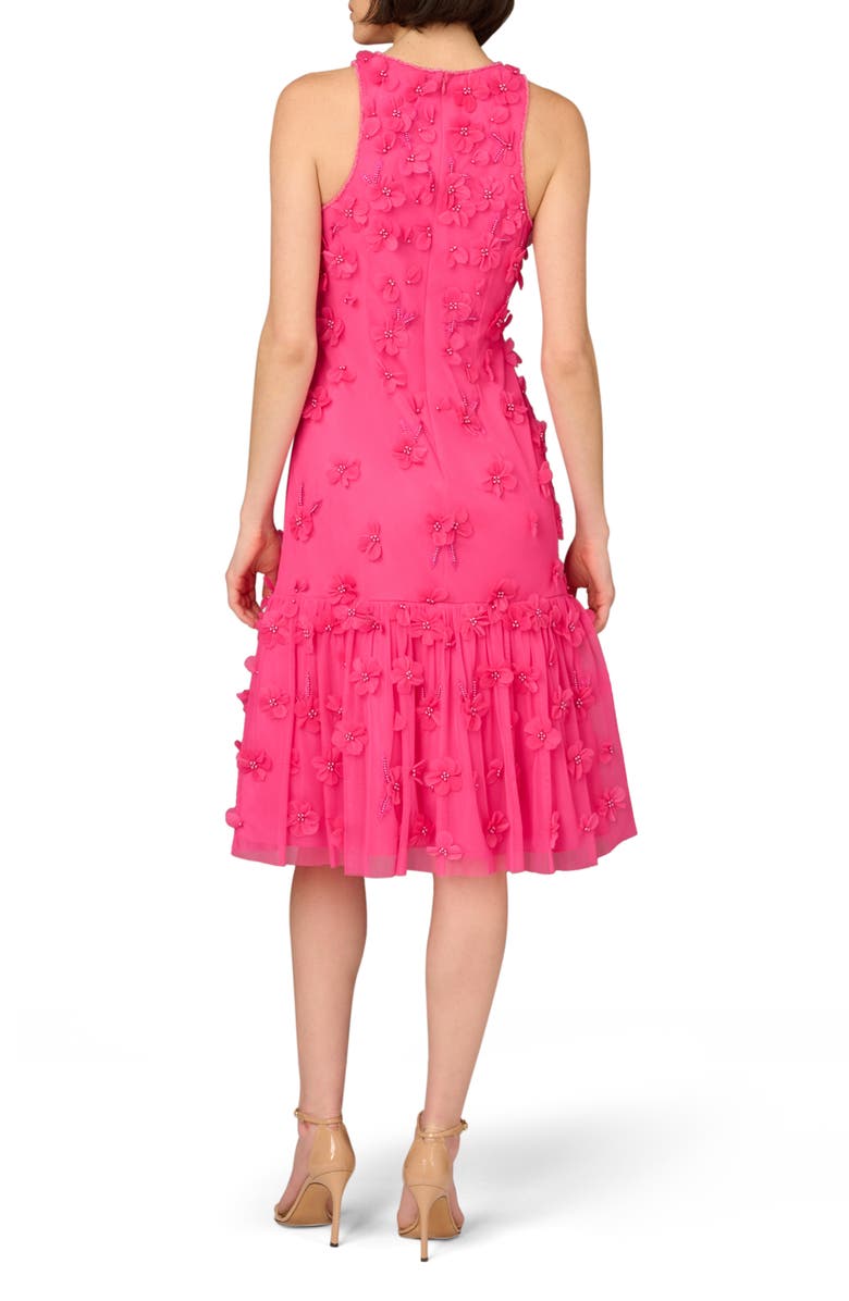 Aidan Mattox by Adrianna Papell Beaded Floral Appliqué Midi Cocktail Dress, Alternate, color,