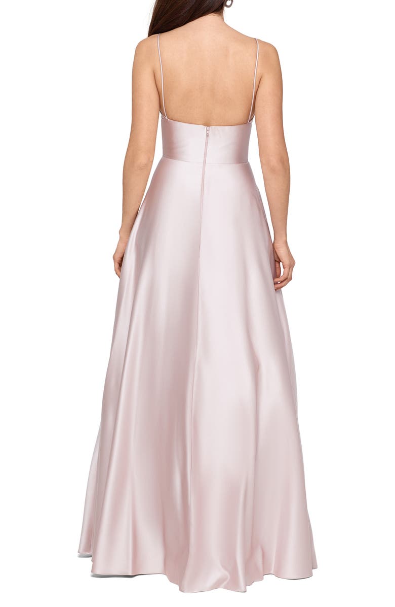 Betsy & Adam V-Neck Satin Princess Gown, Alternate, color,