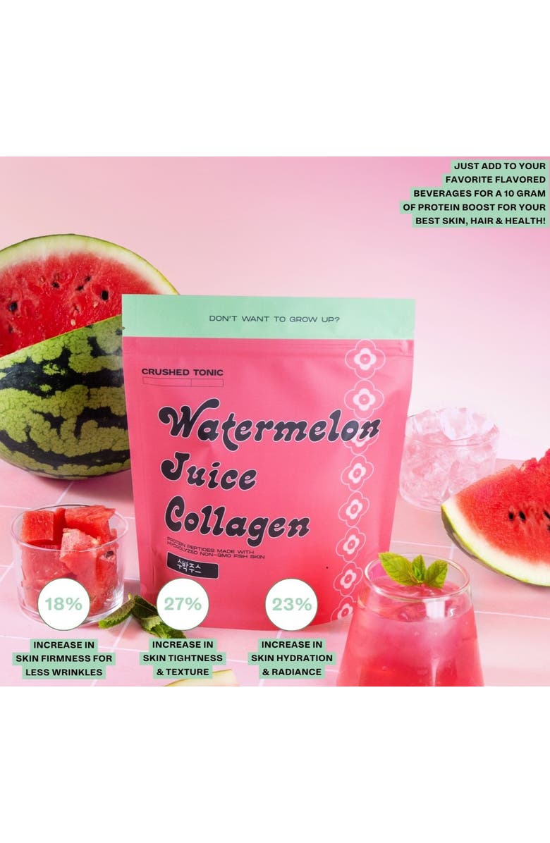 CRUSHED TONIC Watermelon Juice Marine Collagen Supplement, Alternate, color, Pink