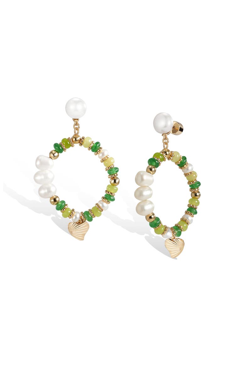 Thetis Earrings, Main, color, Green & White