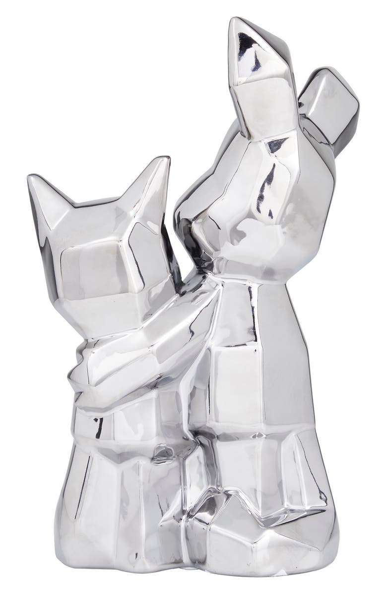COSMO BY COSMOPOLITAN Silvertone Porcelain Cubist Dog Sculpture, Alternate, color, Silver