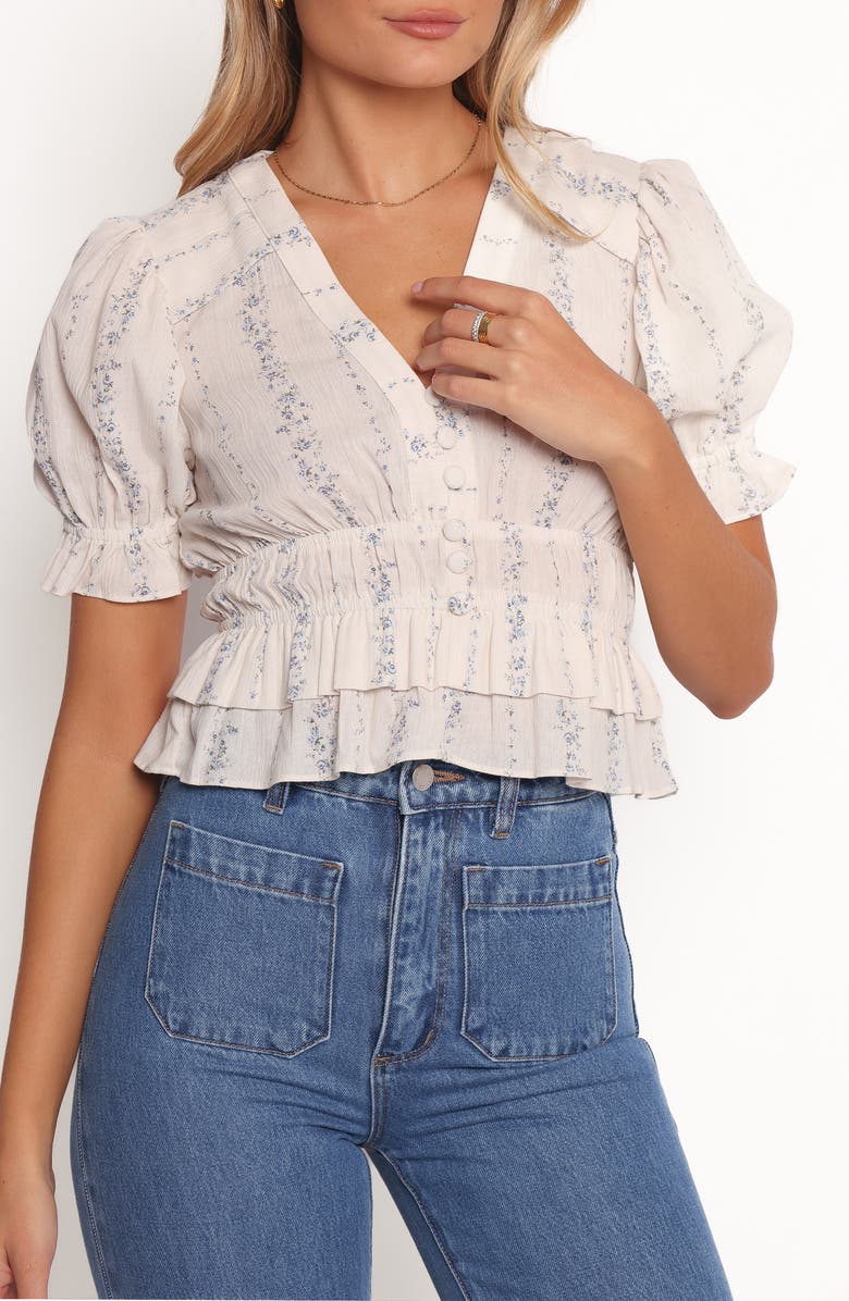 Petal & Pup Sam Ruffle Puff Sleeve Crop Top, Alternate, color, 