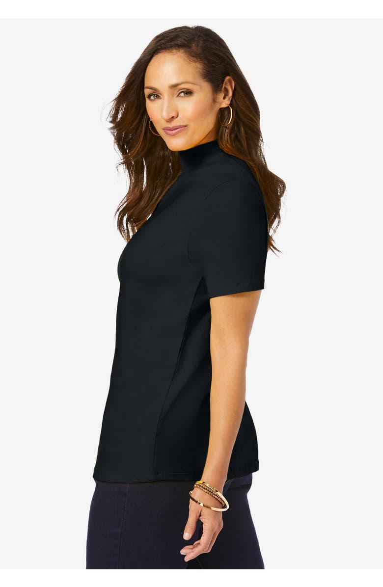 Jessica London Short Sleeve Mock Neck, Alternate, color, Black