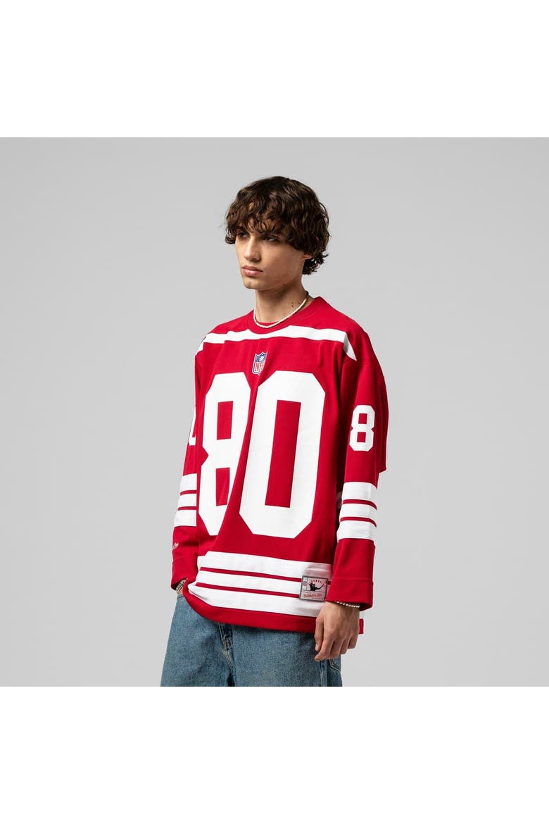 Men's Mitchell & Ness Jerry Rice Scarlet San Francisco 49ers Maxxed Out Fashion Hockey Jersey, Main, color, Scarlet