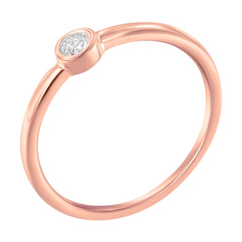 14K Rose Gold Plated Silver Miracle Set Diamond Ring
