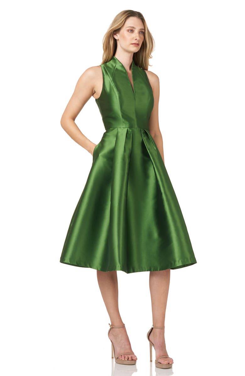 Kay Unger Lola Satin Twill Fit & Flare Midi Cocktail Dress, Alternate, color, 