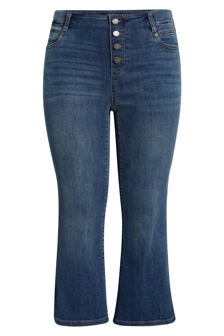 Gia Glider Exposed Button Crop Flare Jeans, Alternate, color, NEOLA