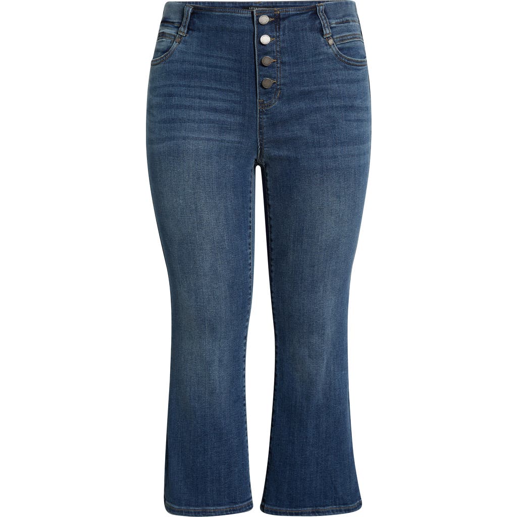 Liverpool Los Angeles Gia Glider Exposed Button Crop Flare Jeans In Blue
